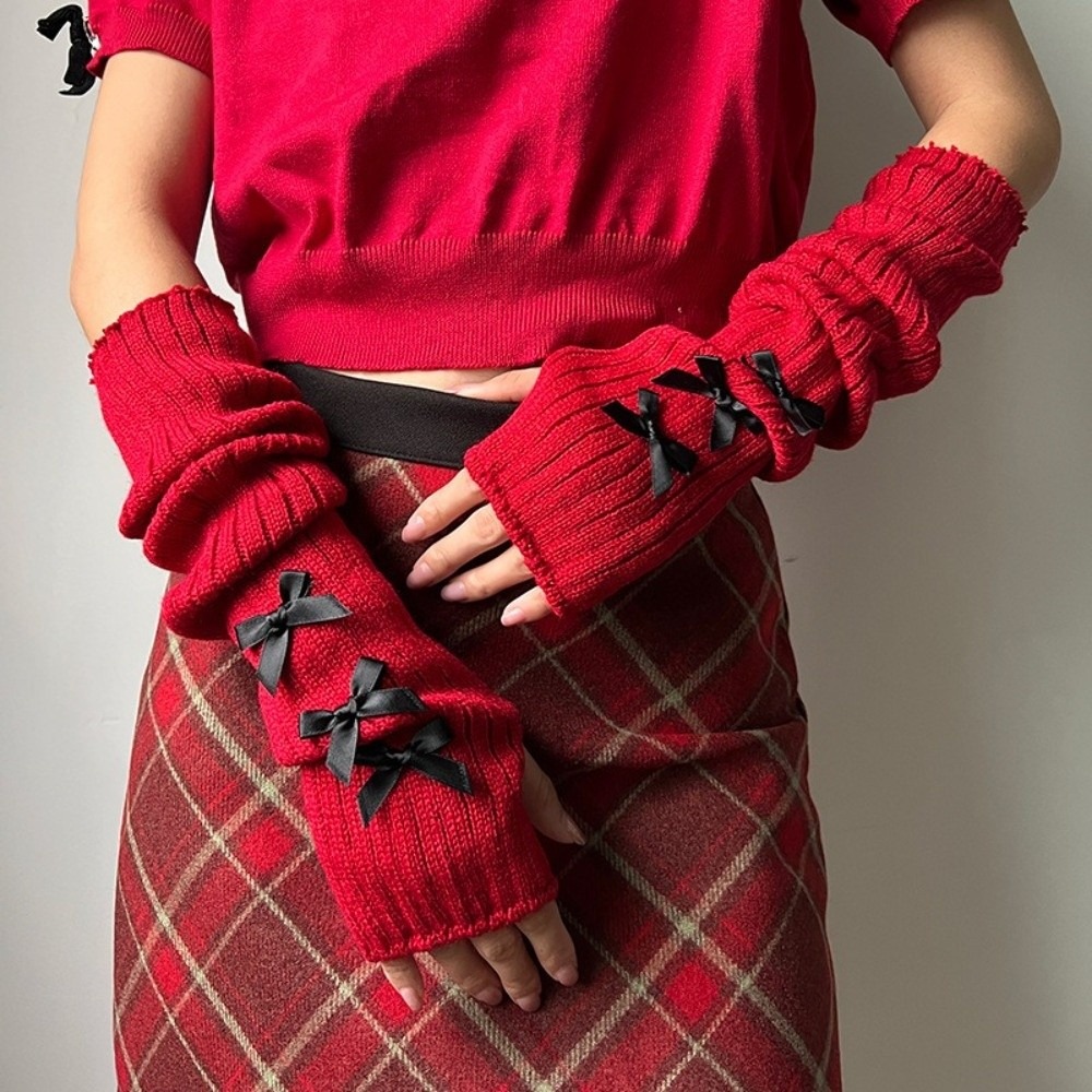 Preppy Slouchy Bow Knitted Arm - Fingerless Glove Knit review and price
