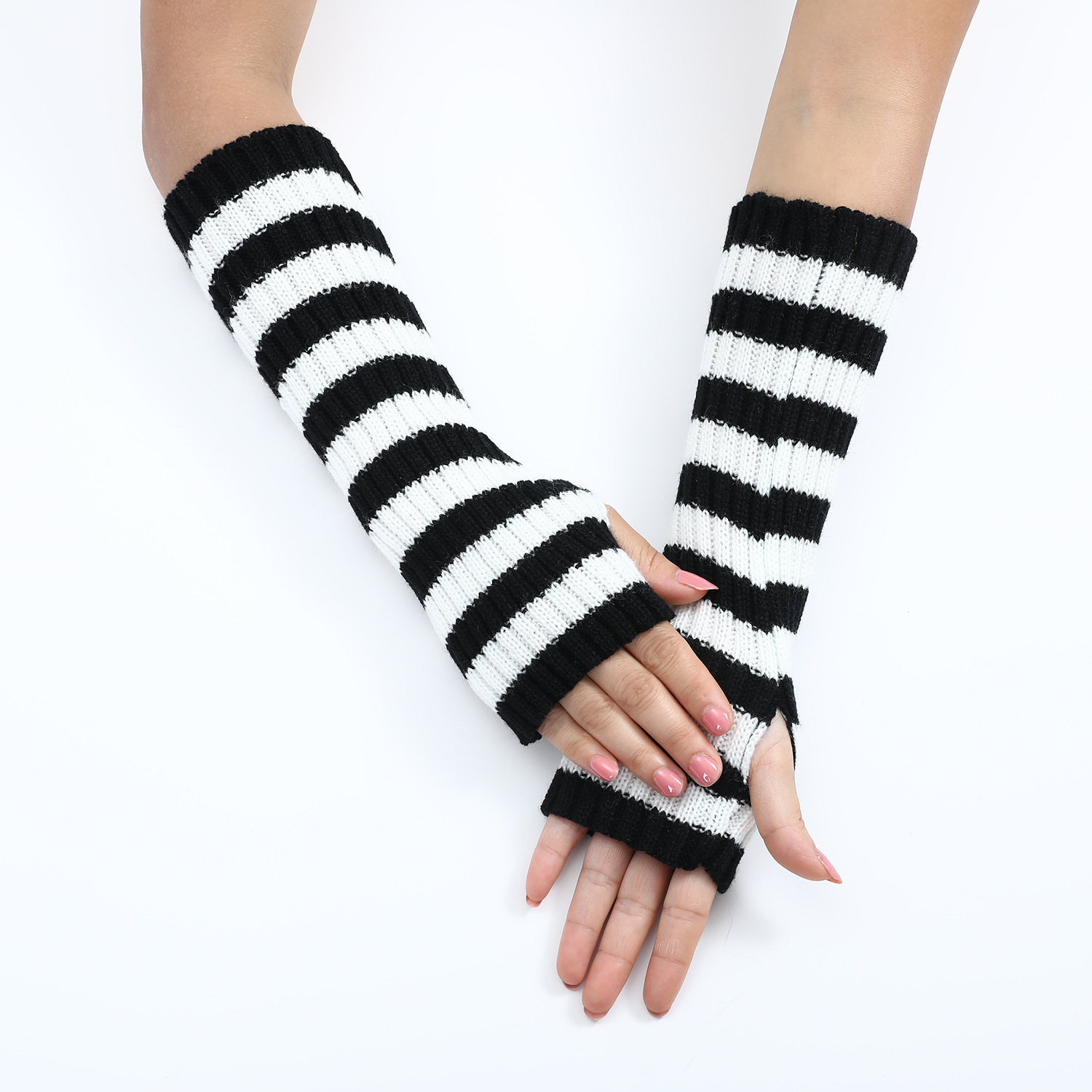Y2K Striped Fingerless Arm War - Fingerless Glove Knit review and price